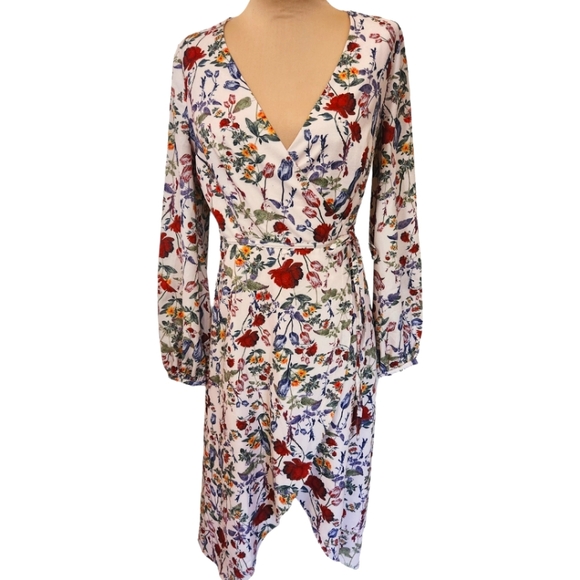 CHELSEA 28 Floral Print Wrap Midi Dress - Size 4 - Picture 3 of 12